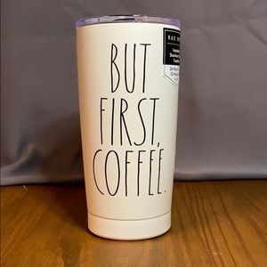 Rae Dunn “ BUT FIRST COFFEE” Insulated Tumbler